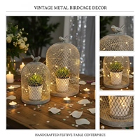 Cloche en fil métallique légère et écologique, style vintage rustique, pour décoration de jardin, centre de table de mariage et maison, avec motif cage à oiseaux et maille antique
