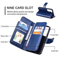 Etui portefeuille multifonctionnel en cuir pour Samsung pour Galaxy S24 S23 Ultra S22 Plus FE A14 5G A24 4G Featuring 9 Mobile Phone Case