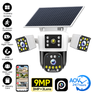 מצלמת אבטחה אלחוטית חיצונית HiEasy 9MP רשת מרובת עדשות (3 עדשות) עם זום אופטי X12, ניטור CCTV, מצלמות אלחוטיות, 4G SIM, IP66 - Product Image 1