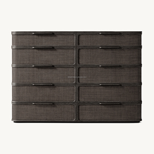 Cómoda Japandi Premium de Roble Blanco Macizo con 10 Cajones e Incrustaciones de Ratán, Perfil Curvo de Lujo, Estilo Arquitectónico Moderno Orgánico - Product Image 4