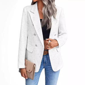 2025 para la nueva chaqueta informal de moda de otoño europeo y americano, chaqueta de traje de <span class=keywords><strong>Tweed</strong></span> para mujer con punto para mujer de oficina 123 - Product Image 4