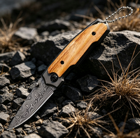 Couteau de poche pliable portable EDC pour le camping avec lame en acier 3CR13 et manche en bois de zèbre