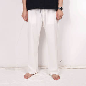 <span class=keywords><strong>Pantaloni</strong></span> Casual da uomo personalizzati <span class=keywords><strong>pantaloni</strong></span> di <span class=keywords><strong>lino</strong></span> in cotone leggero con elastico in vita con chiusura a metà vita - Product Image 6