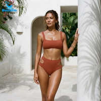 Maillot de bain tendance personnalisé OEM, bikini deux pièces échancré, imprimé éthique et recyclé pour femme