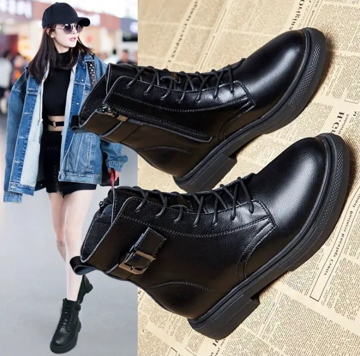 Winter and autumn shoes new design fashion Martin boots zipper leather women boots
