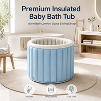 Baignoire isolante pour bébé avec corps rond en PVC pliable et drain latéral bas pour un rangement compact à la maison, Marque privée