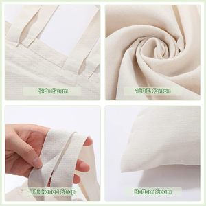 Sac fourre-tout en toile de coton personnalisé avec logo imprimé, vierge ou uni, pour courses en gros - Product Image 6
