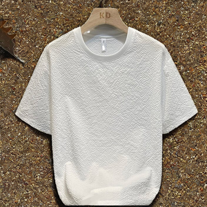 Camiseta de Verano 2025 para Hombre, Cuello Redondo, Manga Corta, Formal, Lisa, Textura Seersucker, Diseño Europeo, Ecológica, Transpirable y de Secado Rápido - Product Image 2