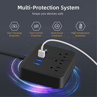 Vente en gros multiprise à prise plate 3 prises larges 3 ports USB Prise de bureau multi-prises Prise de rallonge
