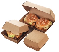 Boîte à hamburger pliable en papier kraft de qualité alimentaire