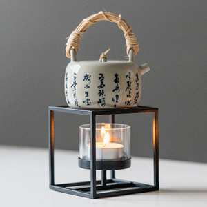 Iron <b>Tea</b> Warmer Candle Holder Square Porcelain <b>Tea</b> Pot <b>Stand</b> For <b>Tea</b> Ceremony Accessories - Product Image 4
