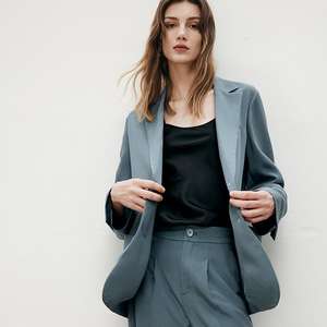 Giacca da <span class=keywords><strong>donna</strong></span> che si adegua al <span class=keywords><strong>Blazer</strong></span> <span class=keywords><strong>con</strong></span> colletto intaccato <span class=keywords><strong>con</strong></span> tasche <span class=keywords><strong>con</strong></span> patta e cravatta in vita giacca <span class=keywords><strong>con</strong></span> <span class=keywords><strong>cintura</strong></span> a bottone singolo - Product Image 2