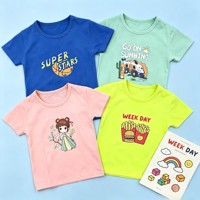 Modèle FYK236 à 0,75 dollar, taille M-XL, âges 2-6, vêtements pour enfants en coton pur, t-shirts pour bébés à manches courtes