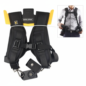 Harnais double appareil photo K&F Concept en nylon, style utilitaire professionnel pour accessoires de photographie reflex numérique - Product Image 1