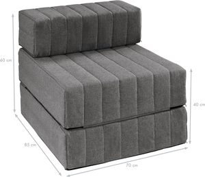 Colchón <span class=keywords><strong>para</strong></span> Silla de Invitados con <span class=keywords><strong>Funda</strong></span> de Tela Gris, <span class=keywords><strong>Funda</strong></span> Extraíble y Lavable, Superficie <span class=keywords><strong>para</strong></span> Recostarse de 70 x 200 cm - Product Image 1