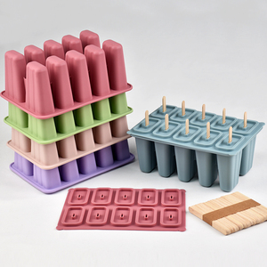 Food-Grade Silicone Ice Pop Molds Set With Sticks 10 Cavities Multicolor Popsicle <b>Maker</b> Mold For Homemade Ice <b>Cream</b> Making Tools - Product Image 1