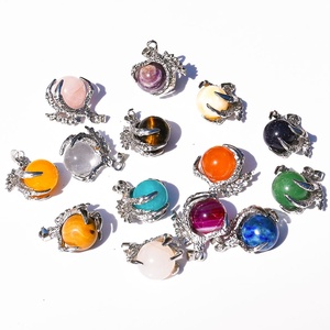 Mặt dây chuyền phong cách Gothic hình móng vuốt đại bàng, quả cầu rồng, đá quý tự nhiên, ngọc thạch anh tím xanh vàng, hình móng vuốt rồng, đá quý quả cầu rồng - Product Image 3