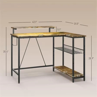 Bureau d'ordinateur portable en métal Addreen, facile à assembler, avec deux prises de courant et ports USB pour une recharge pratique de l'ordinateur portable