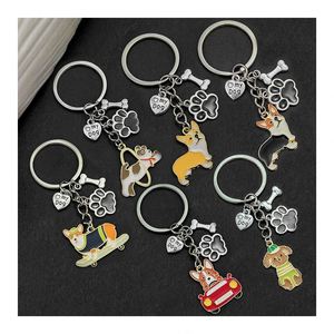 New Cartoon Puppy Metal Keychain Cute Pet Dog Pendant Creative <b>Bag</b> Decoration Pendant Corgi Metal Dog Keychain - Product Image 1