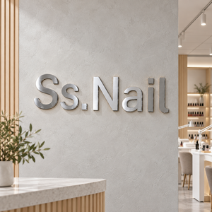 Insegna Personalizzata in Acciaio Inox Spazzolato con Lettere in Cristallo Non Illuminate per Boutique e Studio di Manicure - Product Image 2