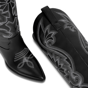 <span class=keywords><strong>Botas</strong></span> Vaqueras de Tacón Alto para <span class=keywords><strong>Mujer</strong></span>, Estilo Vaquero, Bordadas en Negro, Punta Puntiaguda, para Fiestas de Verano, Venta al por Mayor de WETKISS - Product Image 5
