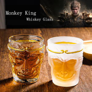 Vaso de Whisky Creativo con Diseño de Sun Wukong, Escultura 3D, Borde Dorado, Acabado Esmerilado, Regalo para Hombre - Product Image 2