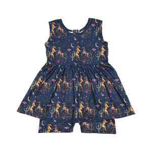 RTS NO MOQ Kids Girl Diseño occidental Mameluco de verano Venta al por mayor Ropa para niños - Product Image 1