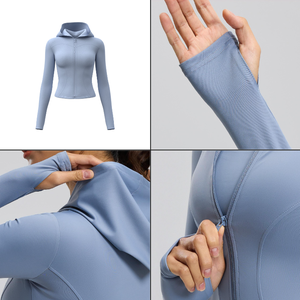 Sudadera con capucha y cremallera completa <span class=keywords><strong>para</strong></span> <span class=keywords><strong>mujer</strong></span>, chaqueta de yoga, tops deportivos de secado rápido, abrigo transpirable <span class=keywords><strong>para</strong></span> <span class=keywords><strong>gimnasio</strong></span>, <span class=keywords><strong>ropa</strong></span> de entrenamiento y fitness. - Product Image 6