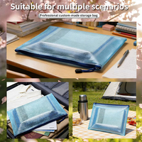 Carpeta de Archivo A4 con Cierre, Translúcida, Impermeable, de PVC, con Malla y Cremallera, Impresión UV, Logotipo Personalizado, para Oficina, Estudiantes, Documentos