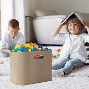 Poubelle bonne idée pour organiser les jouets pour animaux de compagnie panier à linge en coton feutre rond chien boîte à jouets panier de rangement avec poignée - Product Image 6