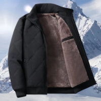 Vestes d'hiver pour hommes en gros, vestes de travail sportives pour hommes, col montant, grande taille, en velours à carreaux, chaudes, coupe-vent, softshell