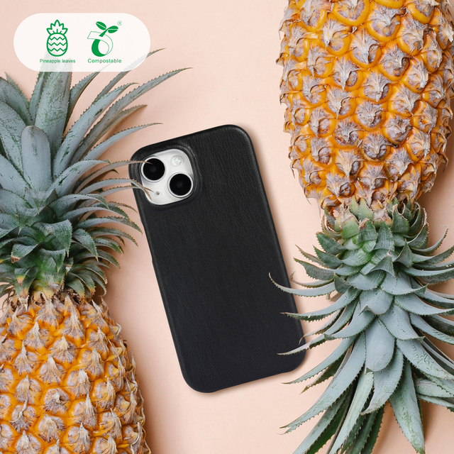 Pineapple Leaf Eco Friendly Vegan Leather Magnetic Compostable Phone case Mobile Phone Cases for iphone 17 15 16 Pro Max case