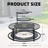 Table de foyer robuste avec rangement pour bois, construction solide, rebord de sécurité à 360° pour le camping et les feux de camp