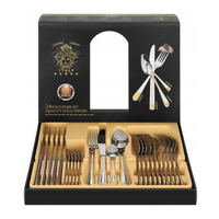 36 pièces de vaisselle argent et plaqué or couverts serveur Medusa Design ensemble de couverts avec étui en bois