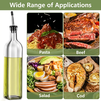 Bouteille distributrice d'huile d'olive carrée de 500 ml avec bec verseur en acier inoxydable pour la cuisine