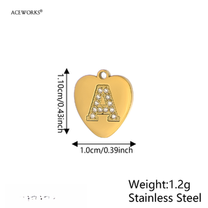 Colgante con Inicial de Corazón Pavé |   Colgante de Letra del Alfabeto en Acero Inoxidable Chapado en Oro PVD de 18K para la Creación de Joyas |   Resistente al agua y duradero - Product Image 6