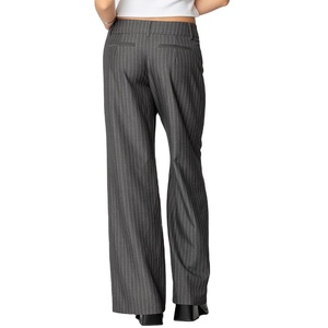 <span class=keywords><strong>Pantaloni</strong></span> da <span class=keywords><strong>Donna</strong></span> a Vita Bassa in Lana a Righe Sottili, Traspiranti, Antirughe, Stile Vintage, Alta Qualità, Personalizzabili, Vendita all'Ingrosso - Product Image 5