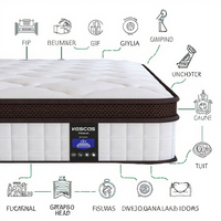 Matelas hybride au design moderne pour chambre à coucher et hôtels Mobilier de maison pliable en mousse à ressorts ensachés et enveloppé individuellement