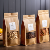 Sacs d'emballage alimentaire refermables en papier kraft personnalisés avec fenêtre transparente