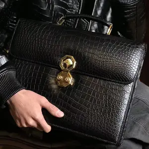 Customized 5a quality all hand sewn real crocodile leather business handbag, high-end men's computer bag