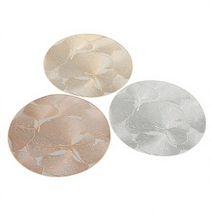 Meilleures ventes transfrontalières : Assiette en plastique motif feuille de Ginkgo, étanche, luxe léger, moderne et minimaliste, résistante à la chaleur, diamètre 38 cm, pour restaurant - Product Image 1