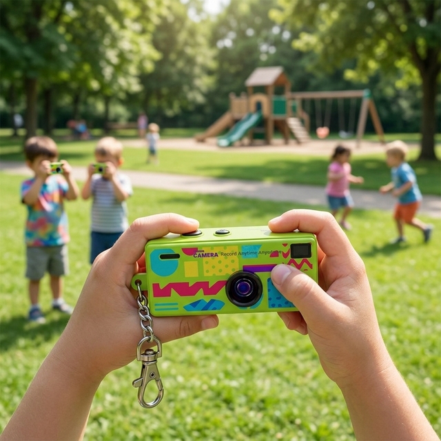 U6 Mini Compact Retro Action Camera with LED Flashlight Portable Keychain Pocket Camera for Camping Vlog