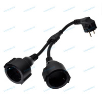 Câble d'alimentation répartiteur en Y UPS PDU, adaptateur de prise mâle IEC 320 CEE7/7 vers 2x prises femelles CEE 7/3 Europe Schuko