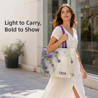 Sac fourre-tout laminé imprimé floral en couleur, durable et réutilisable, avec logo personnalisé pour la promotion et les magasins de détail