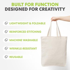 Bolsas de Lona Blancas Lisas para Sublimación, Bolsas de Compras de Algodón Reutilizables con Logotipo Personalizado Impreso - Product Image 2