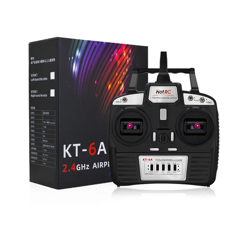 HOTRC KT-6A 2.4G RC transmitter with 6ch receiver remote controller is applicable to RC aircraft, automobile KT board machine