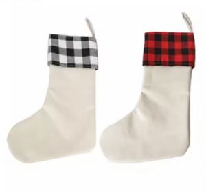 Nouvelles chaussettes de Noël en lin de grande taille, rouges/noires, vierges pour la sublimation, pour la décoration - Product Image 2