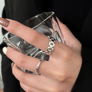Silver Ruitai S925 Sterling Silver <b>Open</b> Strap <b>Ring</b> For Women Geometric Adjustable Everyday Wear - Product Image 1