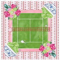 Tapis de Mahjong américain vert pour terrain de tennis, motif pivoine rose et porcelaine bleue, antidérapant, pour table de jeu