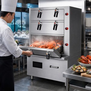 Commercial Three Deck Induction Seafood Steamer Cabinet 20kW 25kW 30kW for Restaurants Hotels Catering and Dealers - Product Image 5